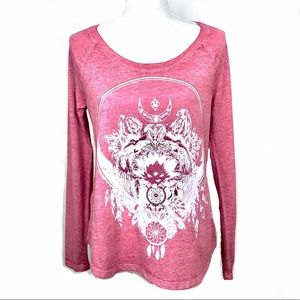 Belle Du Jour Pink Dream Catcher Long Sleeve Tee M